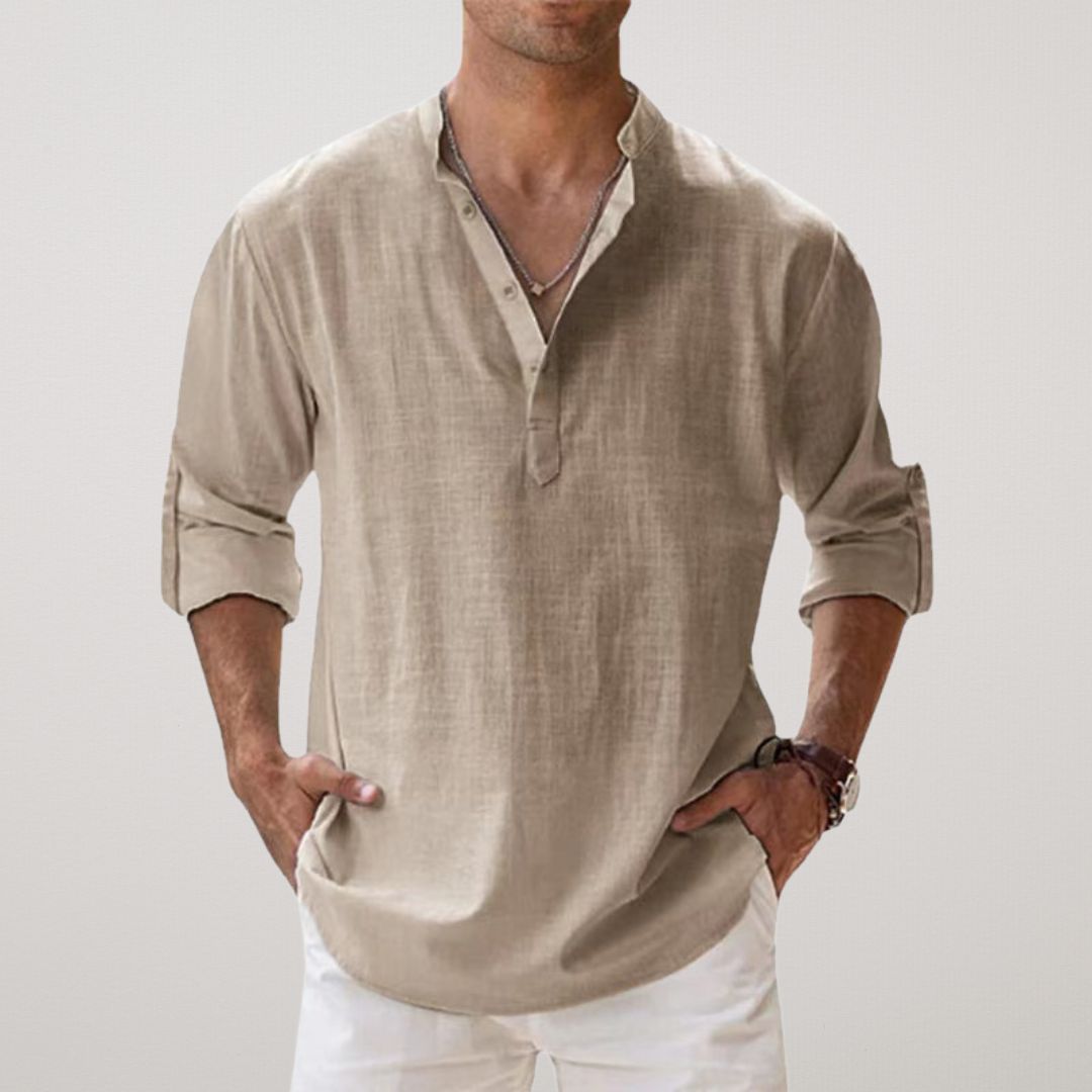 Lorel | Camisa henley de algodón con efecto lino