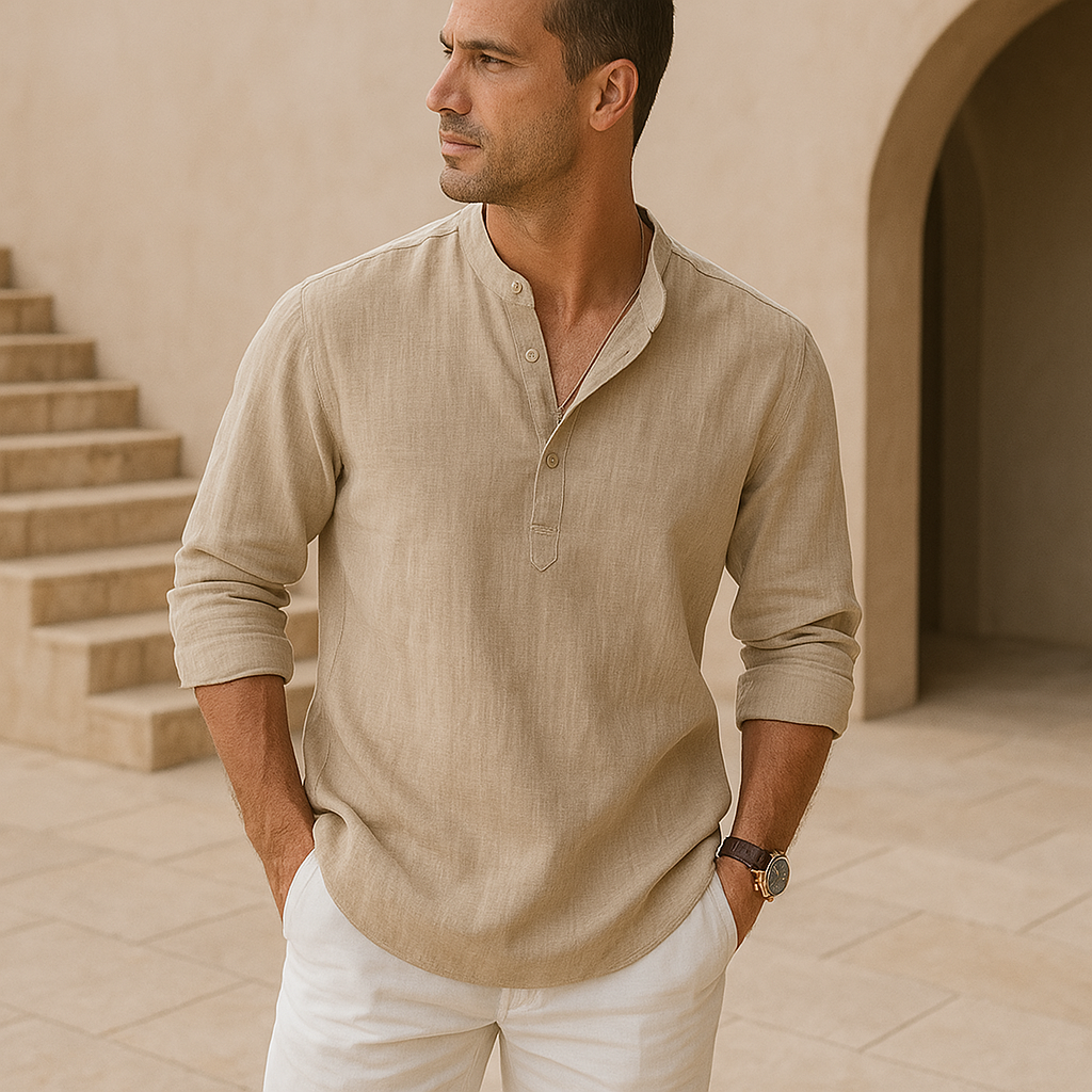 Lorel | Camisa henley de algodón con efecto lino
