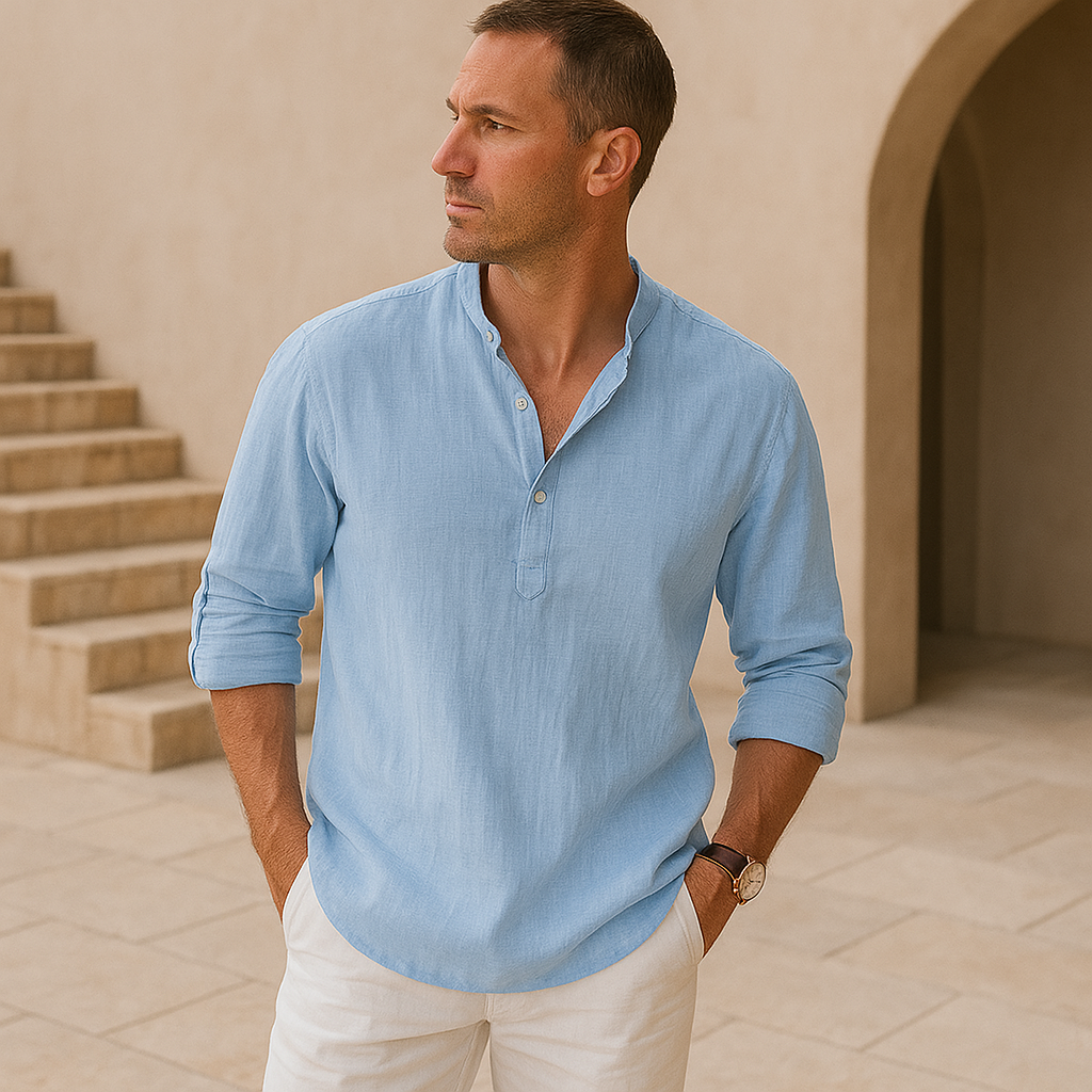 Lorel | Camisa henley de algodón con efecto lino