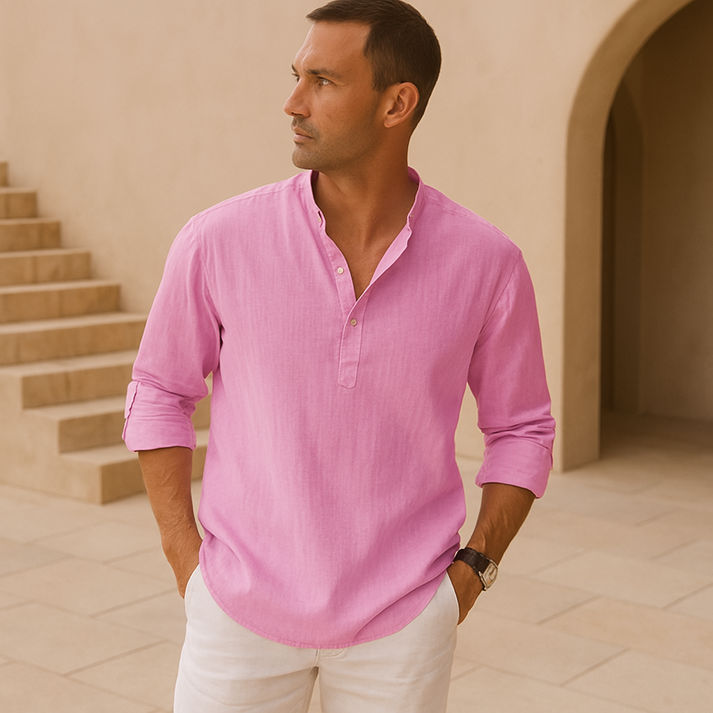 Lorel | Camisa henley de algodón con efecto lino