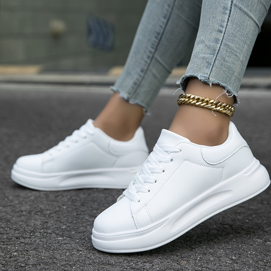 Techno - Bianche Sneaker in Pelle Donna Look Pulito