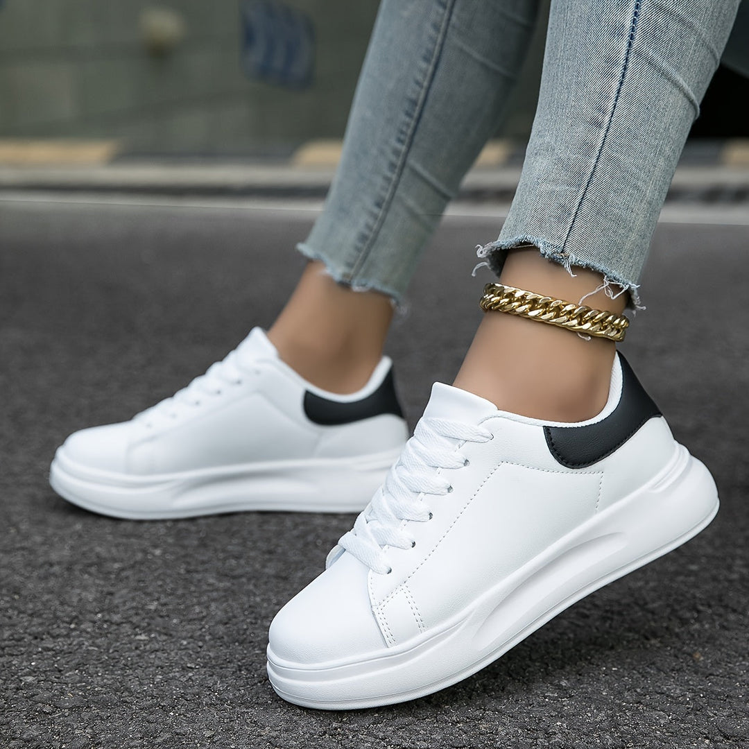 Techno - Bianche Sneaker in Pelle Donna Look Pulito