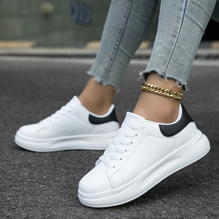 Techno - Bianche Sneaker in Pelle Donna Look Pulito