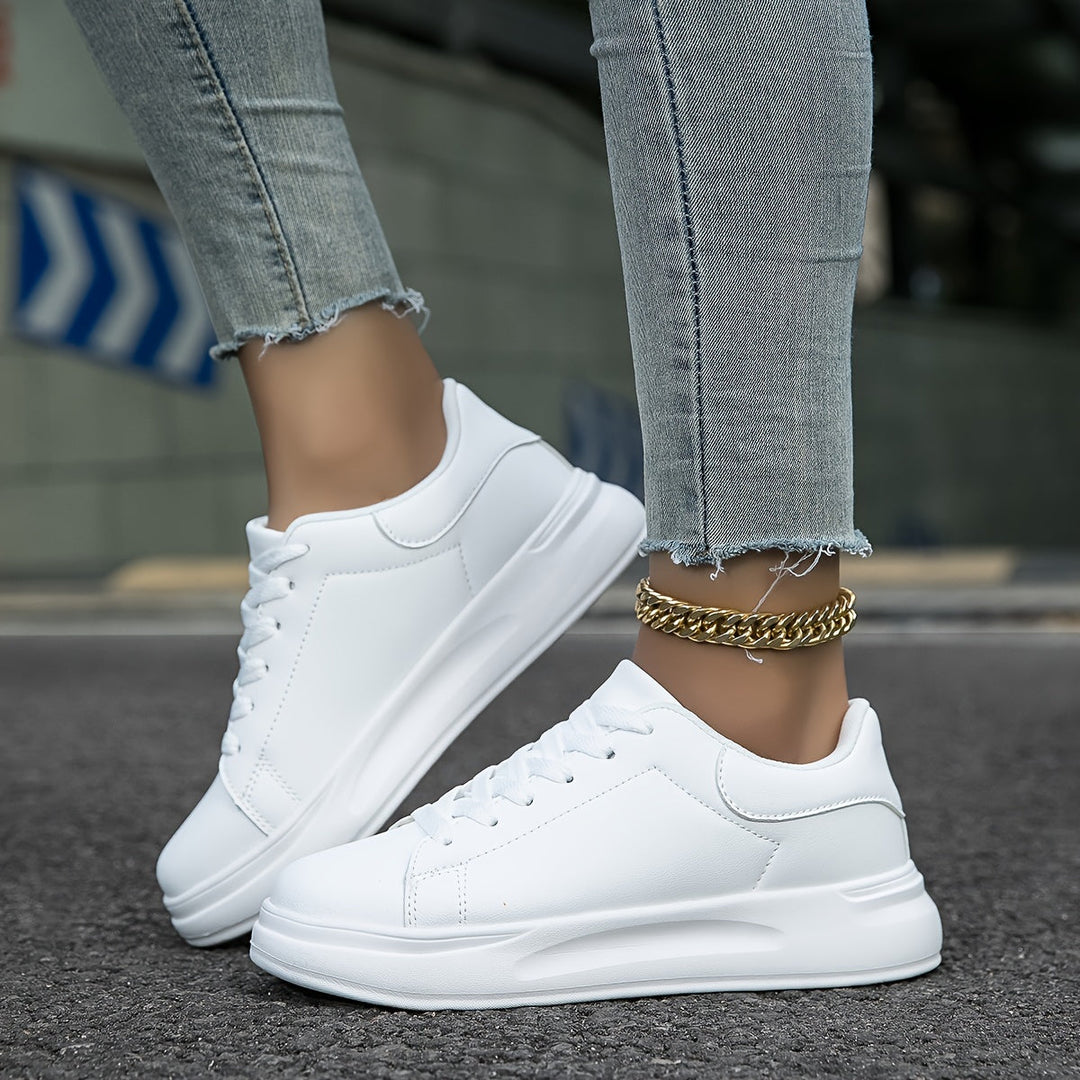 Techno - Bianche Sneaker in Pelle Donna Look Pulito