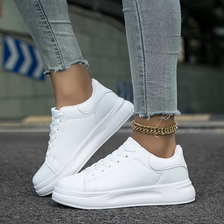 Techno - Bianche Sneaker in Pelle Donna Look Pulito