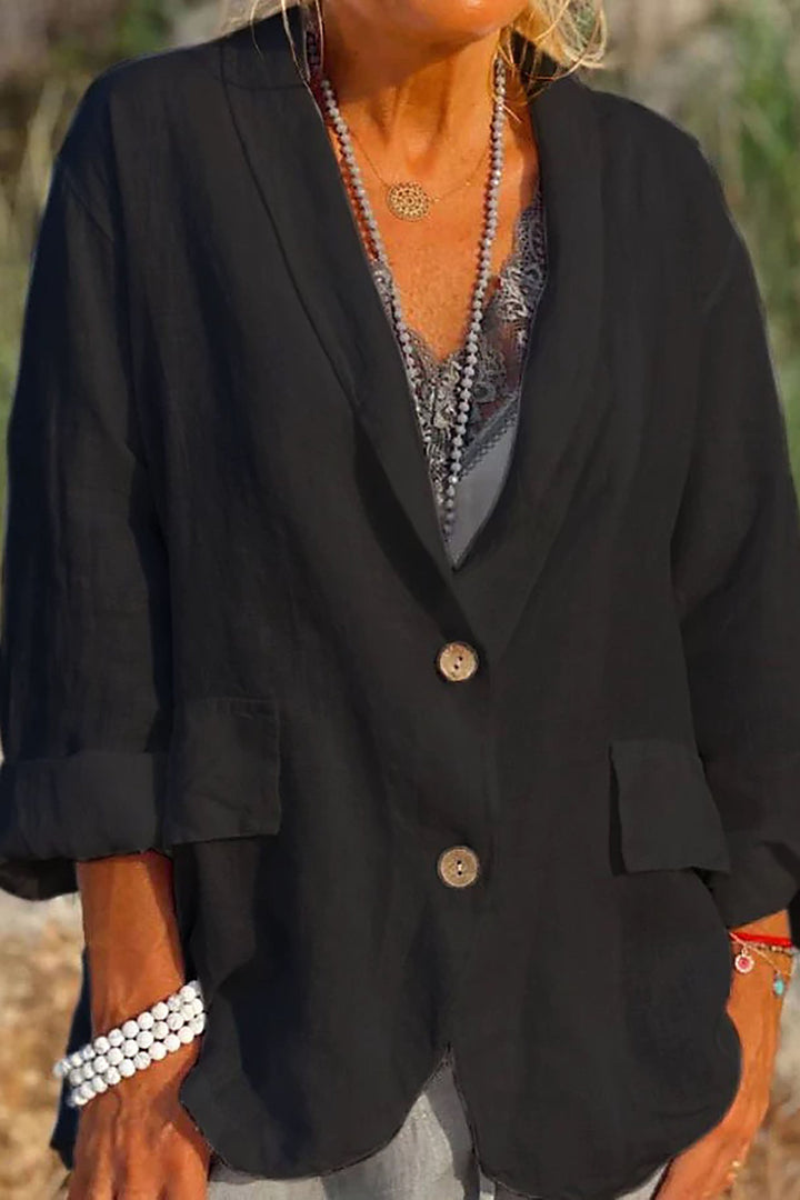 Jessica - Giacca in lino leggera con chiusura a bottoni