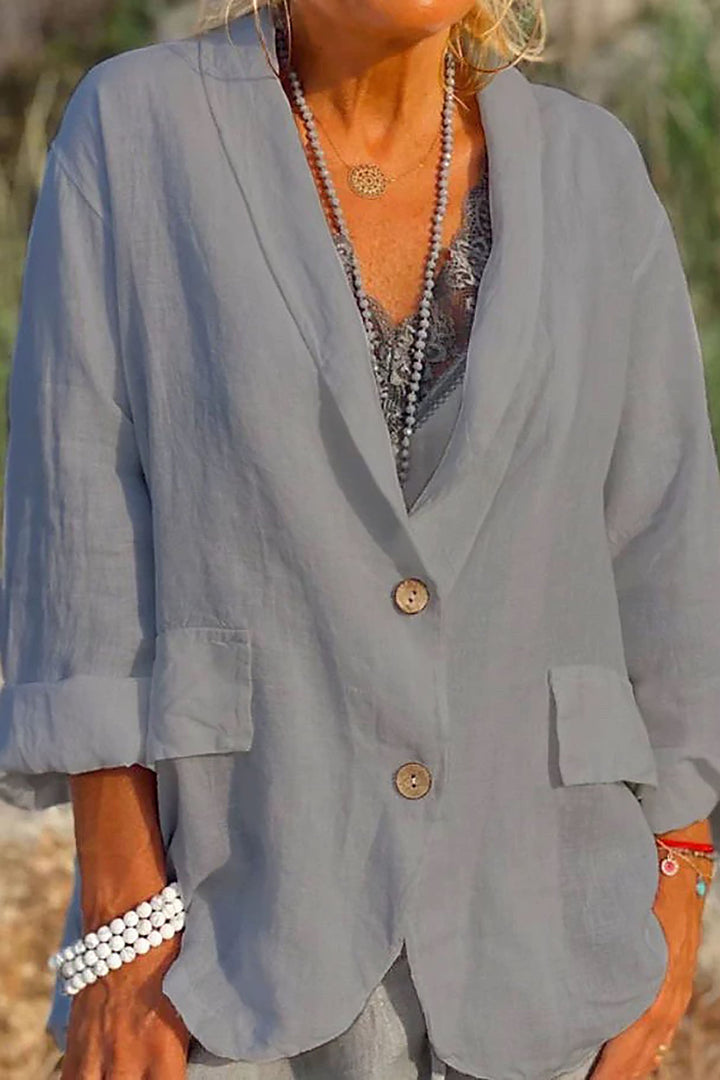 Jessica - Giacca in lino leggera con chiusura a bottoni