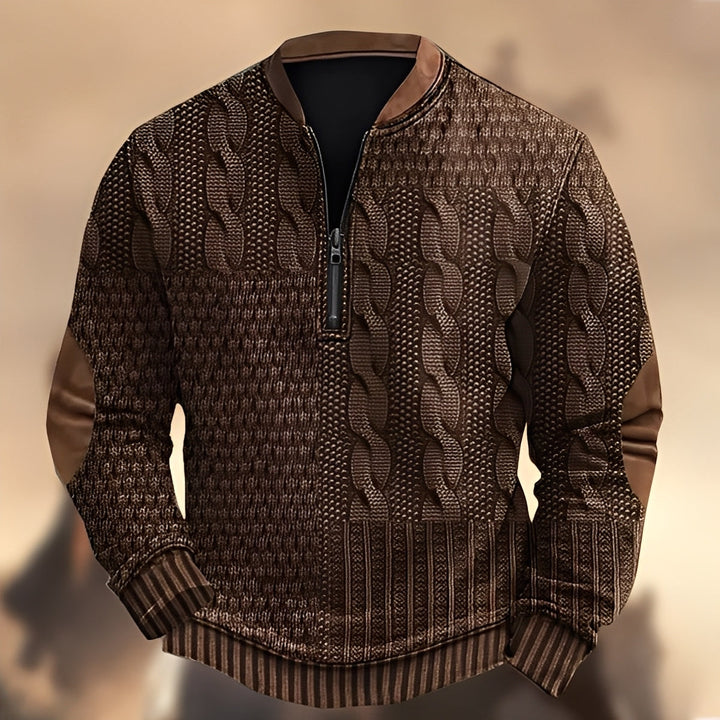 Edmund - Maglione casuale stampato con zip per uomo