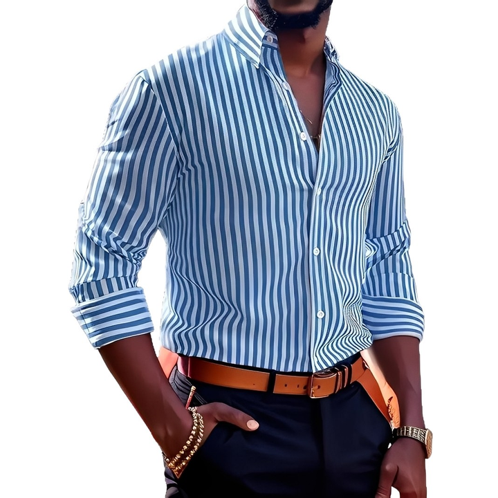 Brycen - Camicia a righe a maniche lunghe elegante per uomo