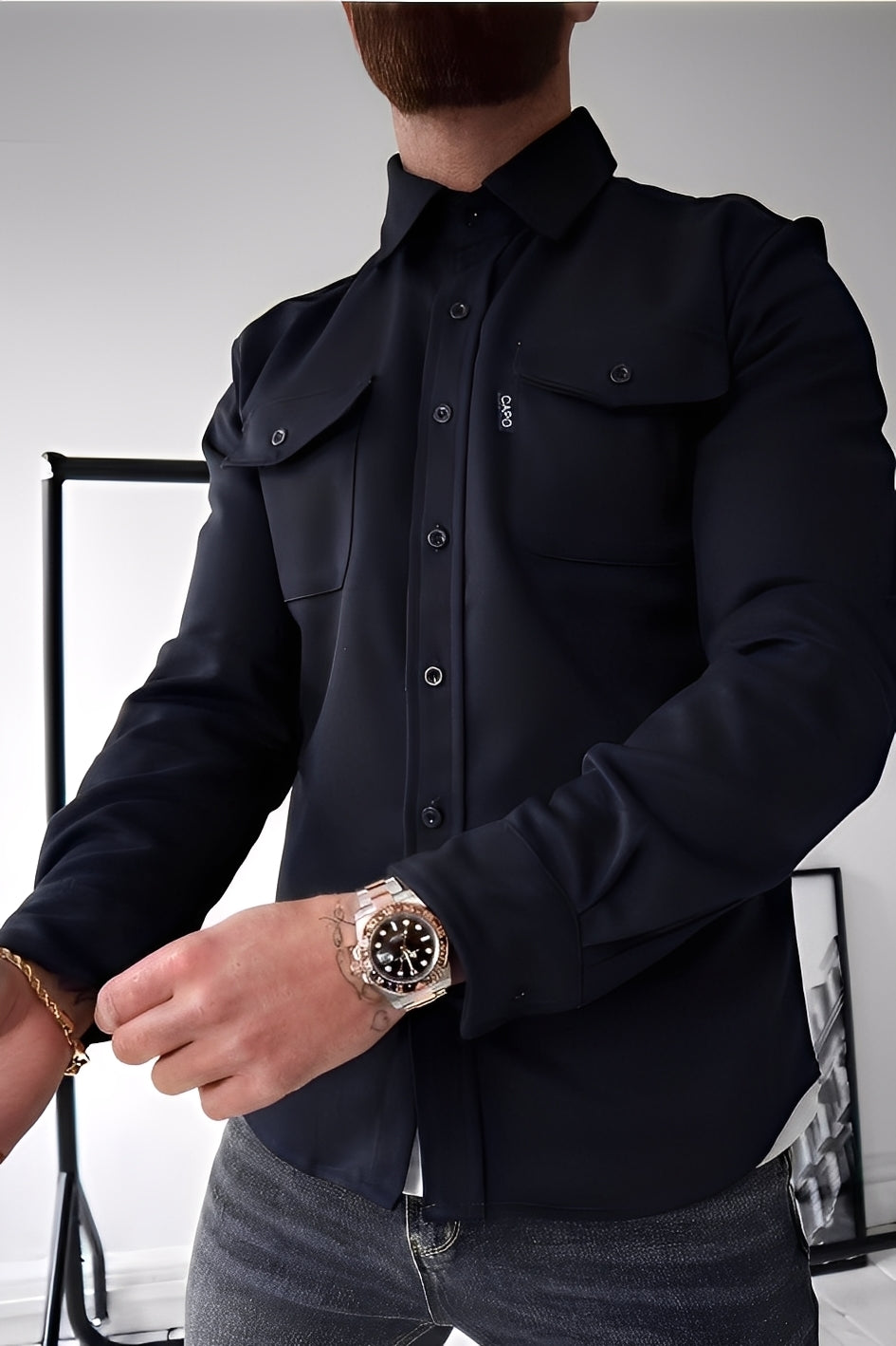 David - Camicia casual con tasche per uomini