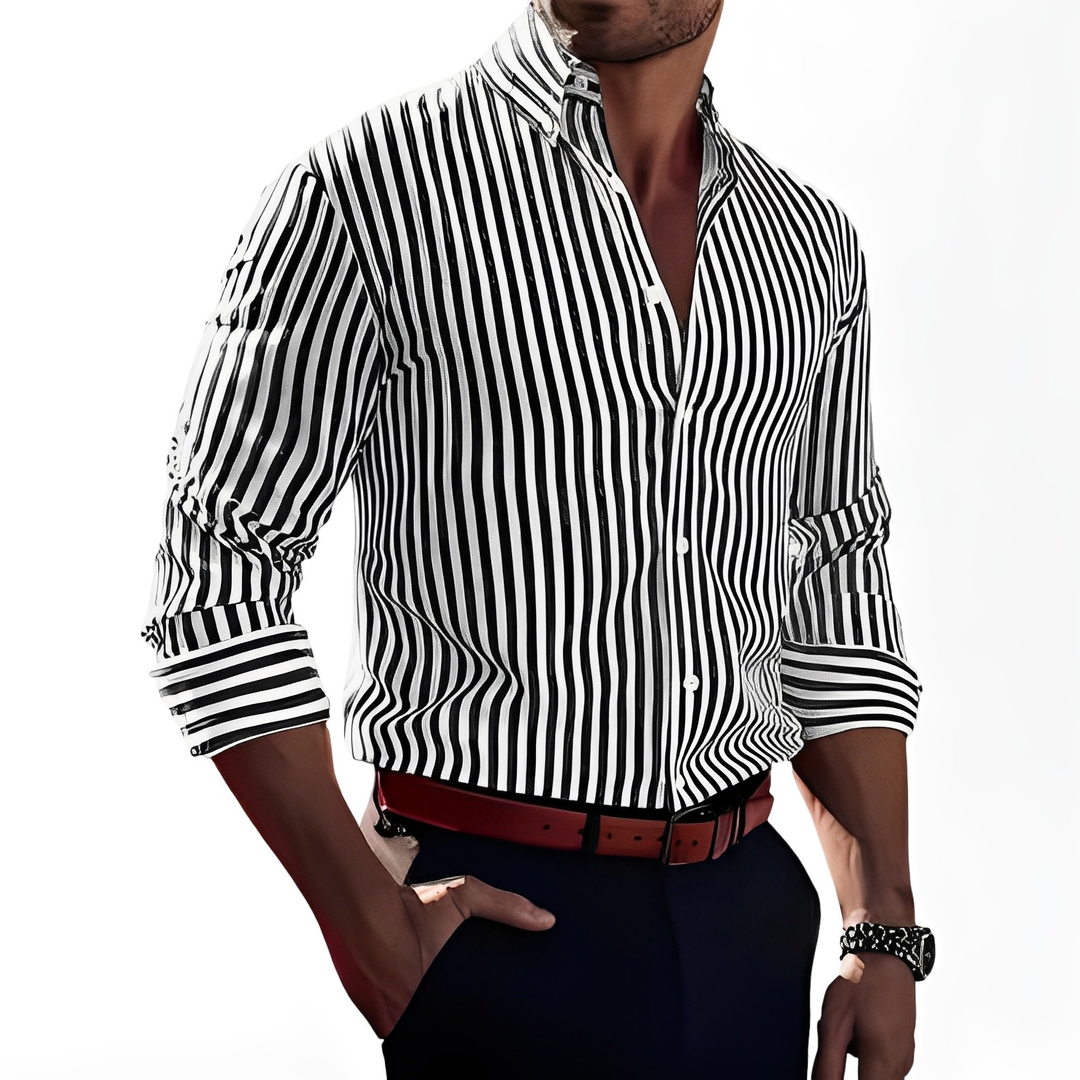 Brycen - Camicia a righe a maniche lunghe elegante per uomo