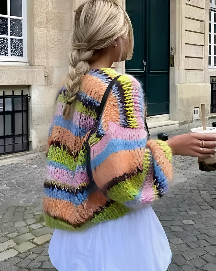 Marlee - Maglione a maglia colorato con righe per donne