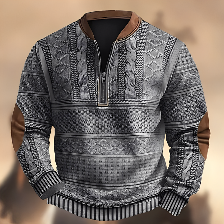 Edmund - Maglione casuale stampato con zip per uomo