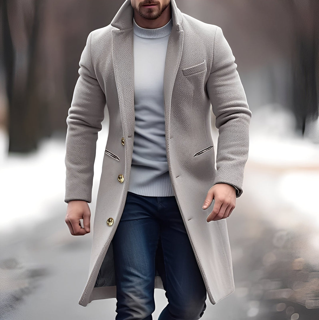 Zackary - Casual, cappotto di lana di media lunghezza per uomo