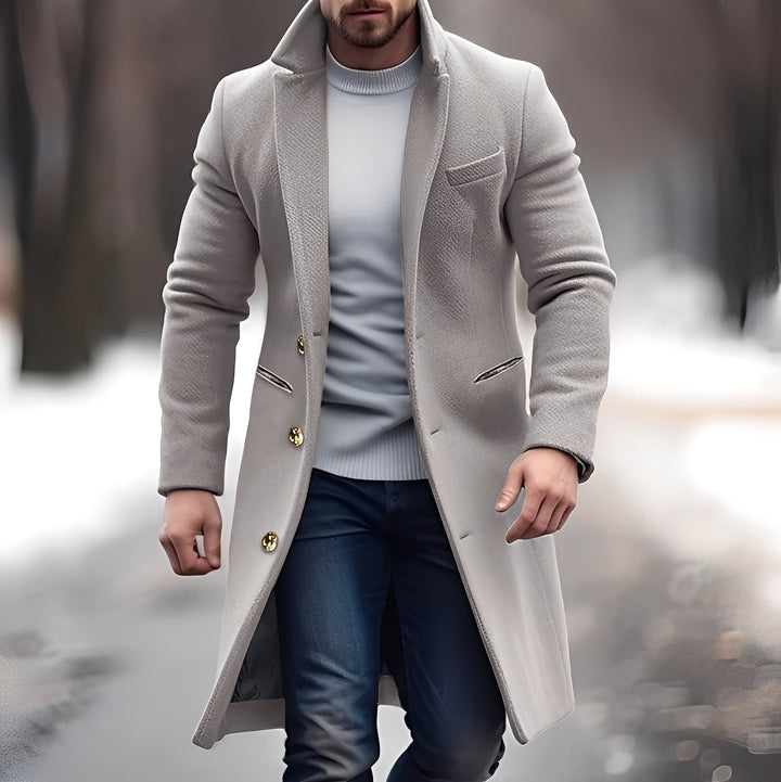 Zackary - Casual, cappotto di lana di media lunghezza per uomo