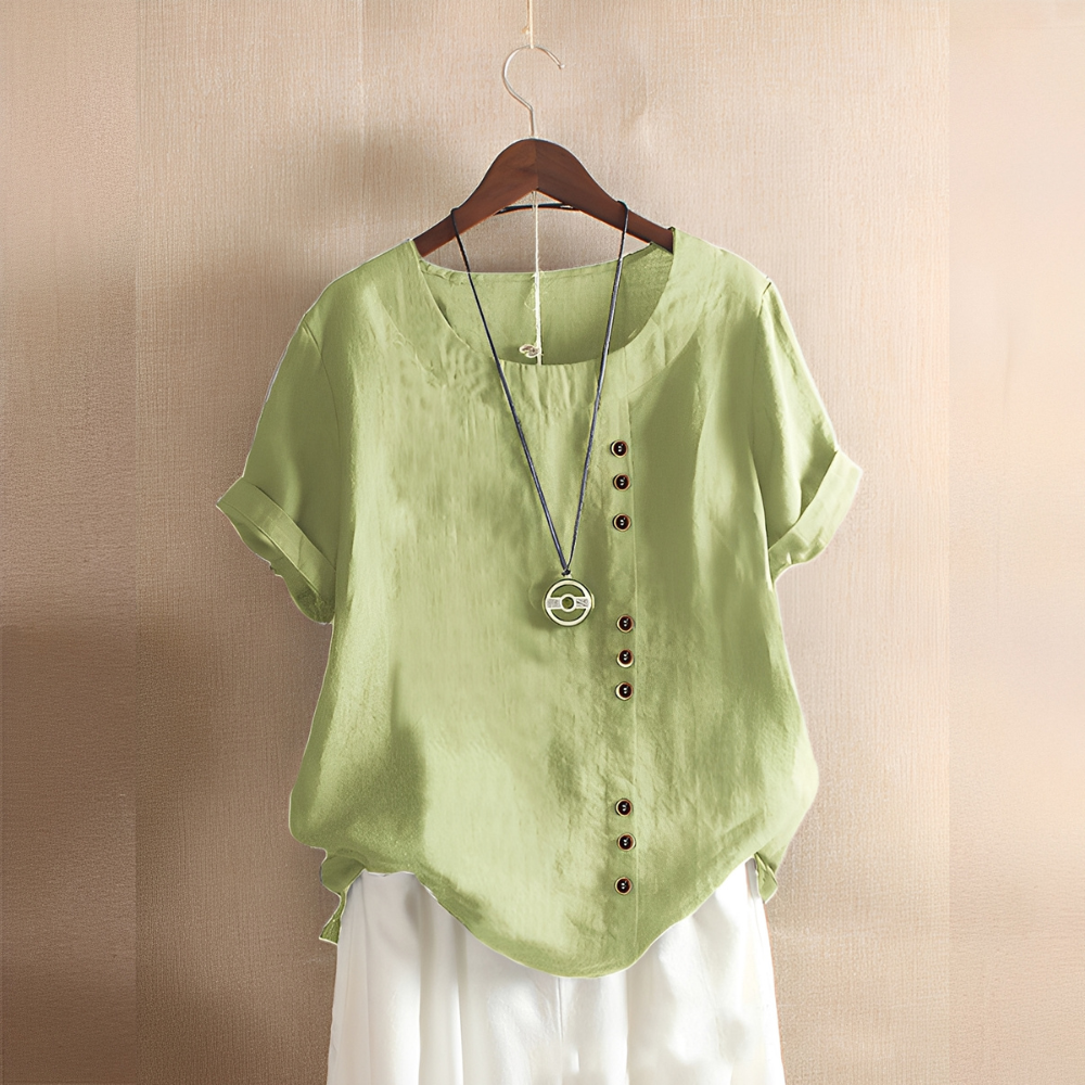 Corrine - Classica blusa in lino a vestibilità ampia per donne