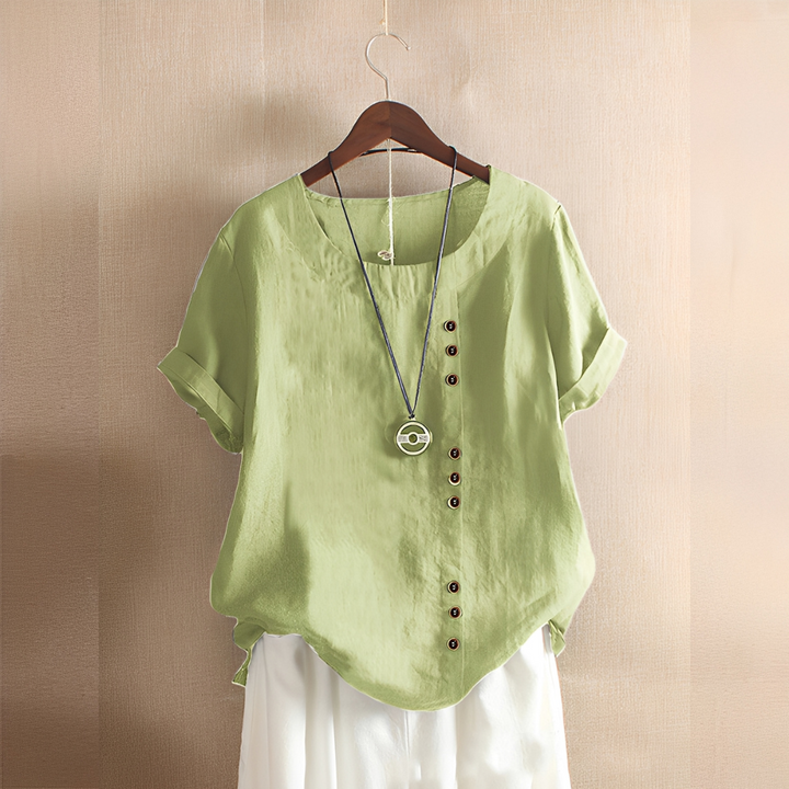 Corrine - Classica blusa in lino a vestibilità ampia per donne