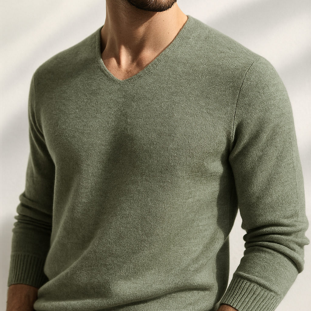 SILVORO | MAGLIONE A V IN FIBRE PREGIATE PER UOMO