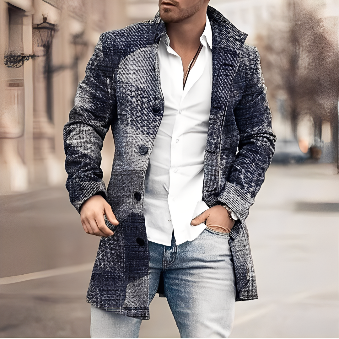 Darden - Cappotto lungo casual in tweed per uomo