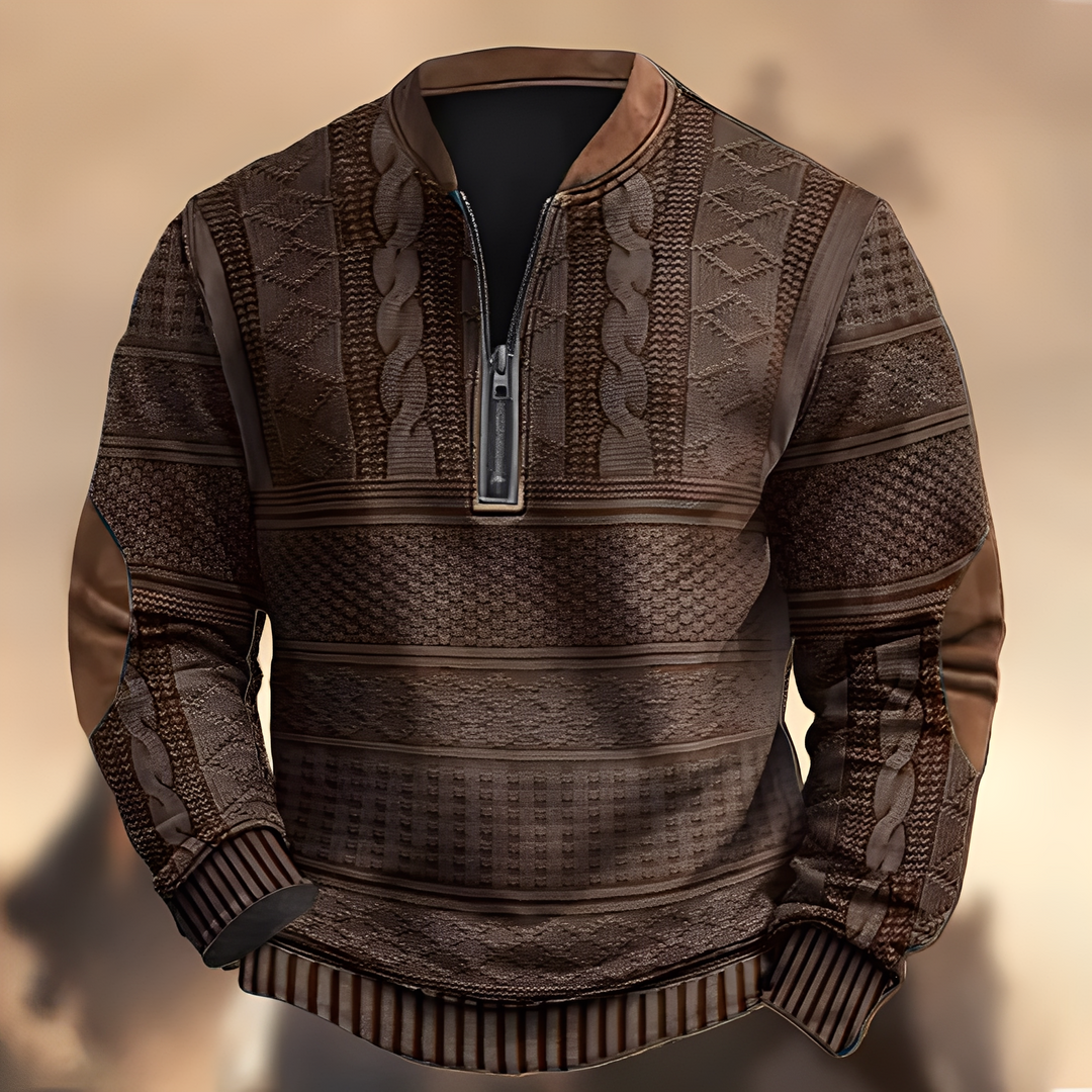 Edmund - Maglione casuale stampato con zip per uomo