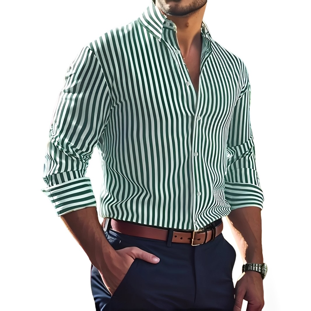 Brycen - Camicia a righe a maniche lunghe elegante per uomo
