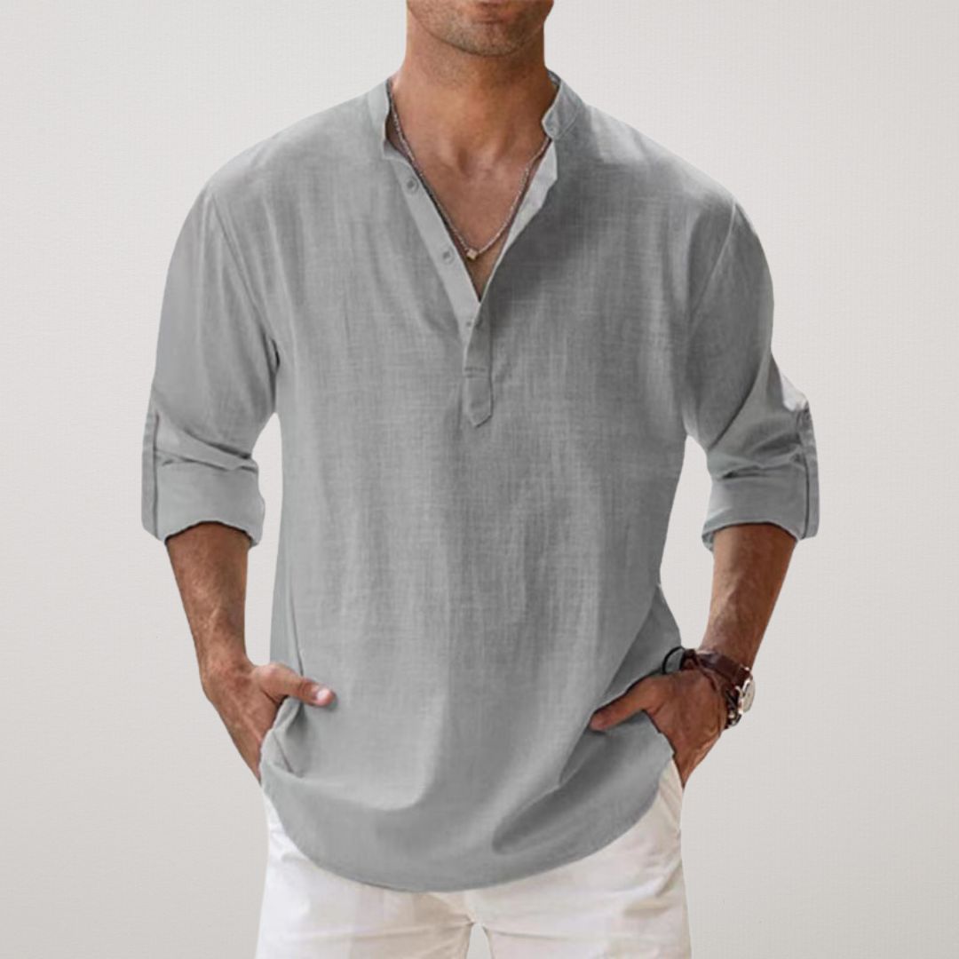 Lorel | Camisa henley de algodón con efecto lino