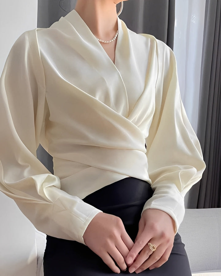 Annora - Elegante camicia di satin a maniche lunghe per donne
