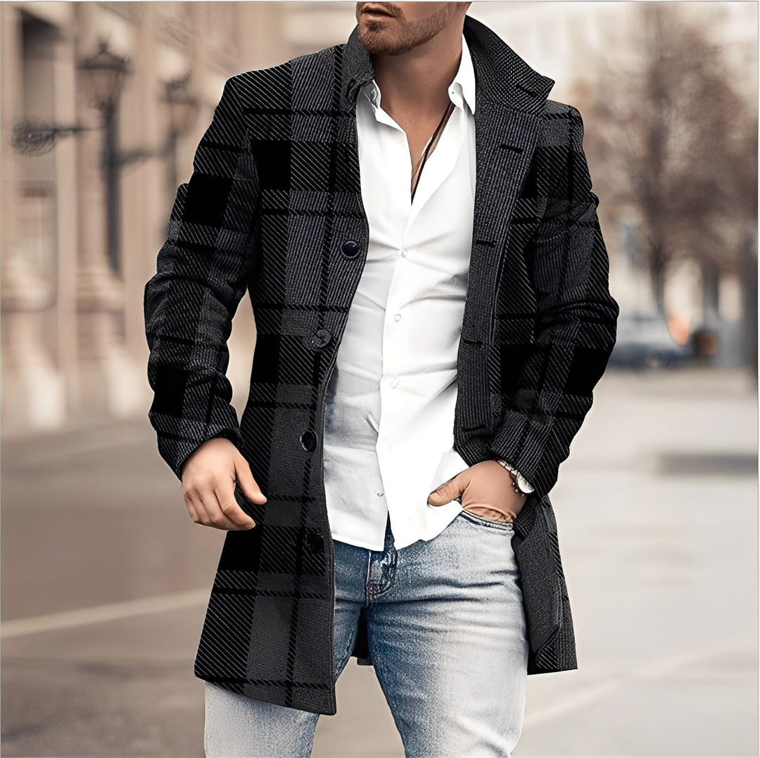 Darden - Cappotto lungo casual in tweed per uomo