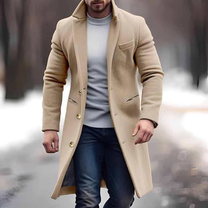 Zackary - Casual, cappotto di lana di media lunghezza per uomo