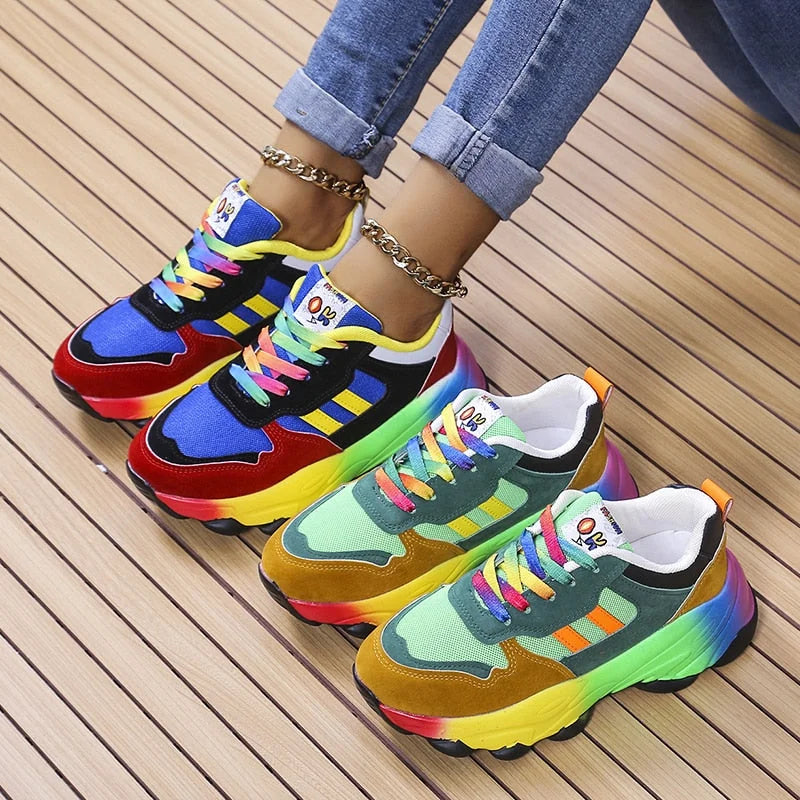 Jolie - Sneakers colorate con suola spessa per donne
