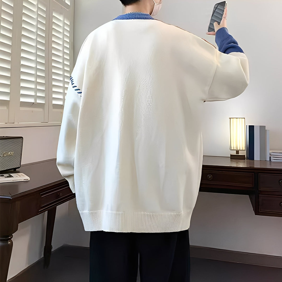 Curtis - Elegante Maglione in Pile con Design a Blocchi di Colore per Uomo