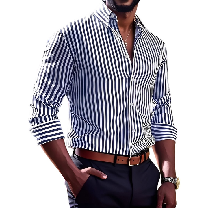 Brycen - Camicia a righe a maniche lunghe elegante per uomo