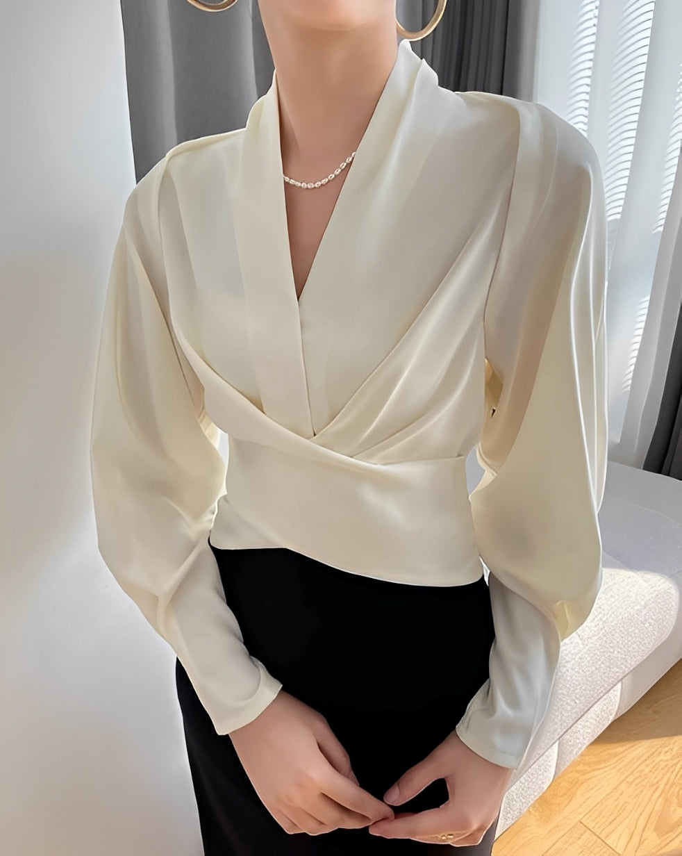 Annora - Elegante camicia di satin a maniche lunghe per donne