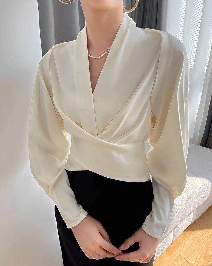 Annora - Elegante camicia di satin a maniche lunghe per donne