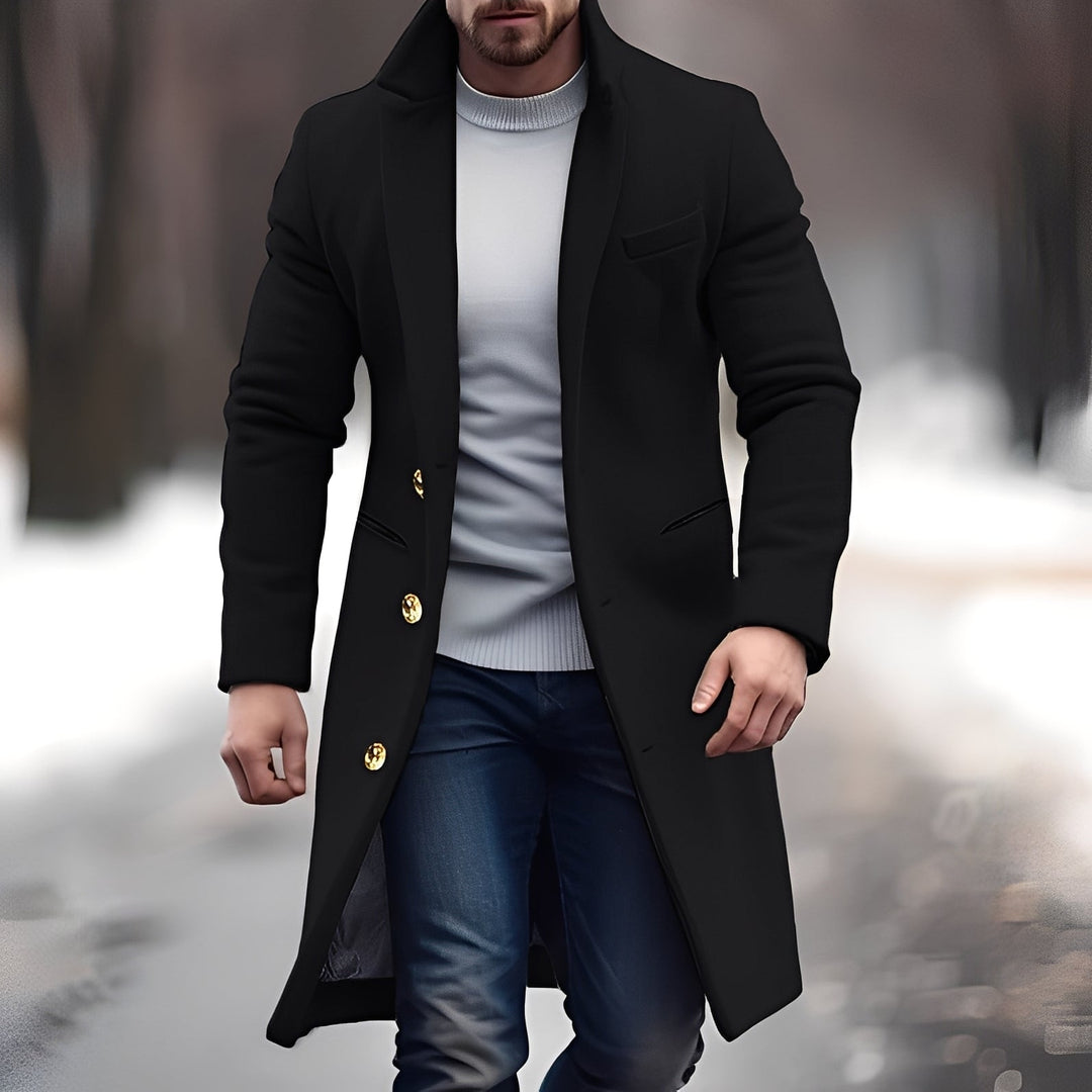Zackary - Casual, cappotto di lana di media lunghezza per uomo