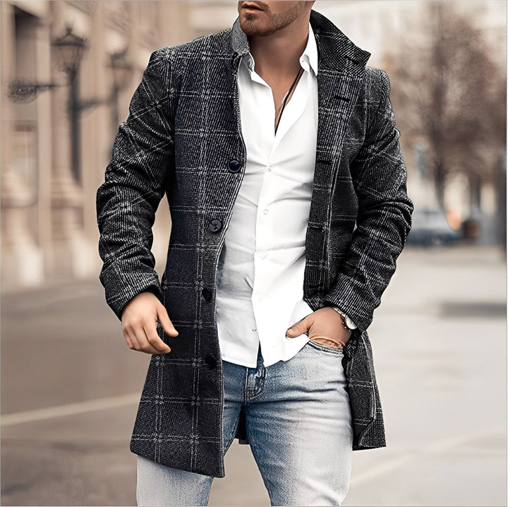 Darden - Cappotto lungo casual in tweed per uomo