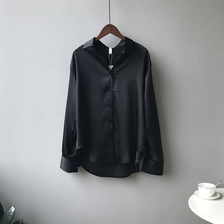 Briana - Elegante blusa in satin e seta con bottoni per donne