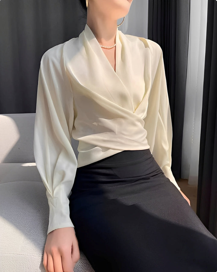 Annora - Elegante camicia di satin a maniche lunghe per donne