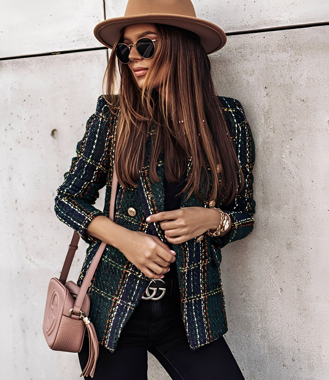 Cheri - Elegante blazer slim fit con motivo a quadri per donne