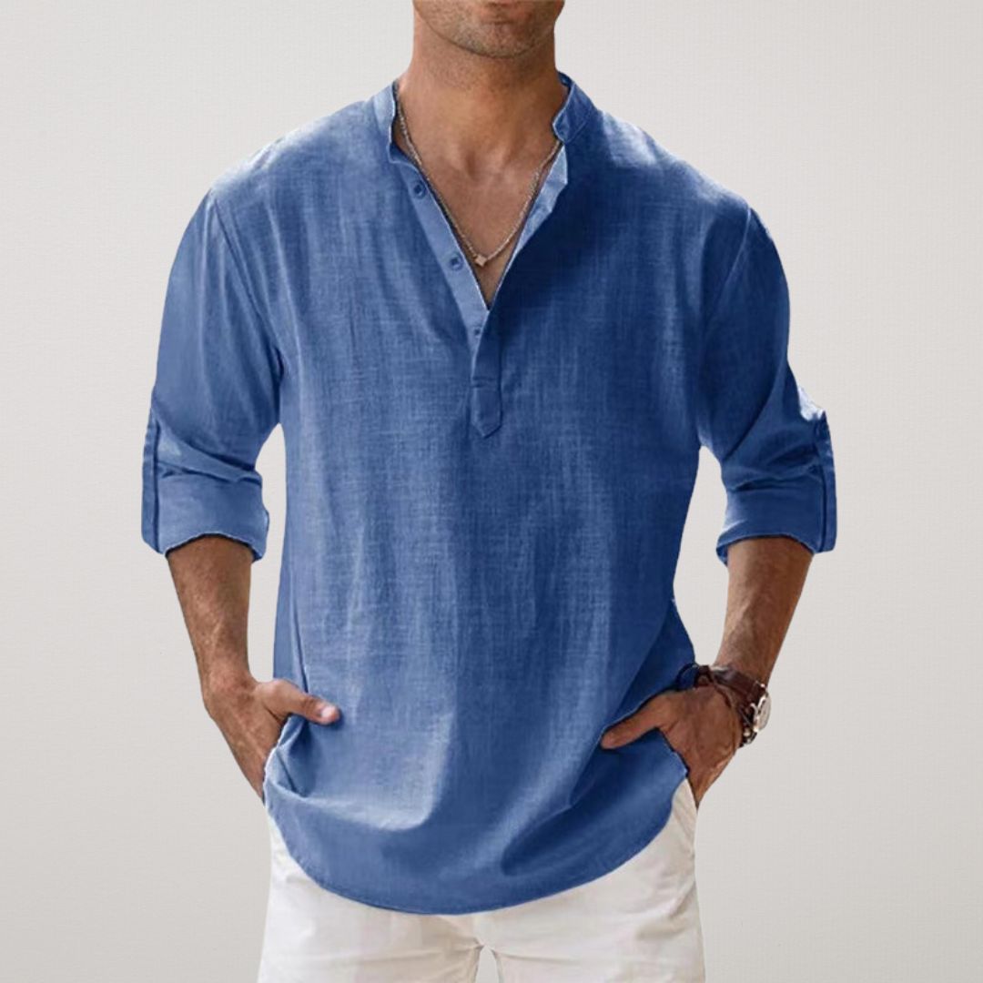 Lorel | Camisa henley de algodón con efecto lino