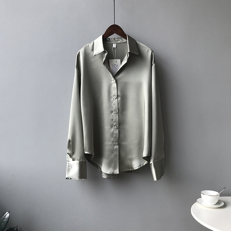 Briana - Elegante blusa in satin e seta con bottoni per donne