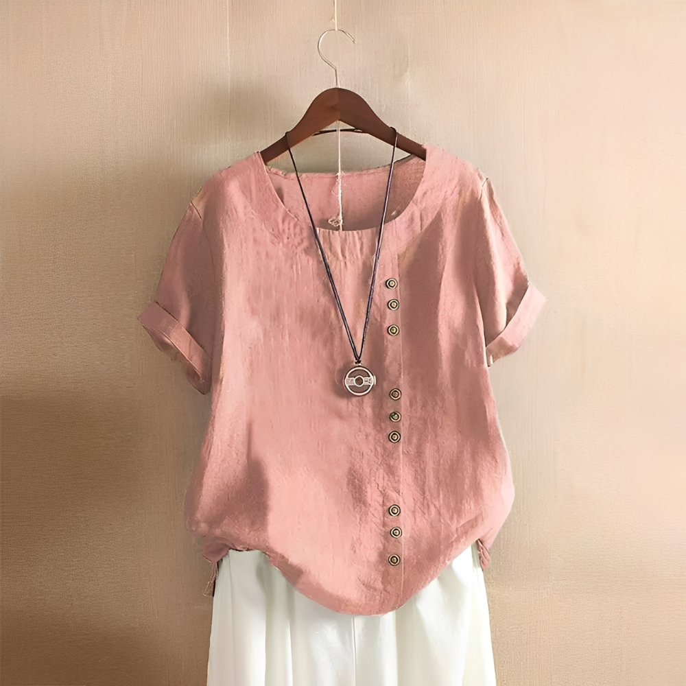 Corrine - Classica blusa in lino a vestibilità ampia per donne