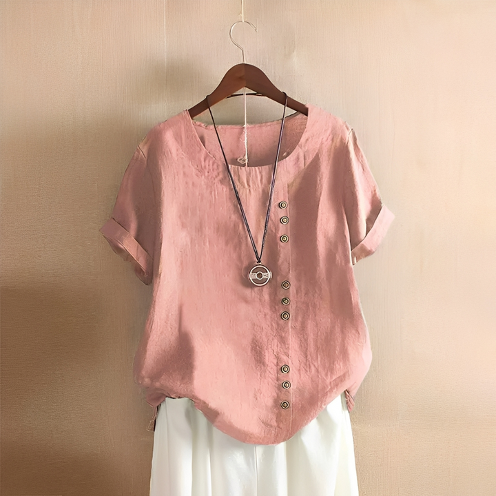 Corrine - Classica blusa in lino a vestibilità ampia per donne