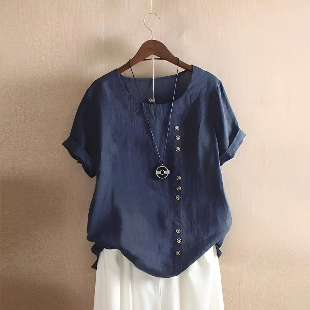 Corrine - Classica blusa in lino a vestibilità ampia per donne