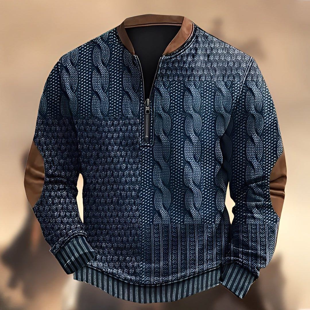 Edmund - Maglione casuale stampato con zip per uomo