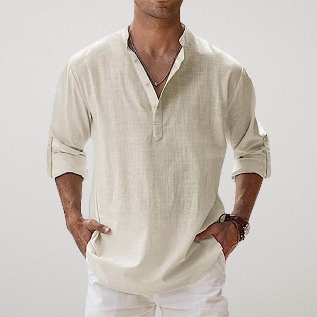 Lorel | Camisa henley de algodón con efecto lino