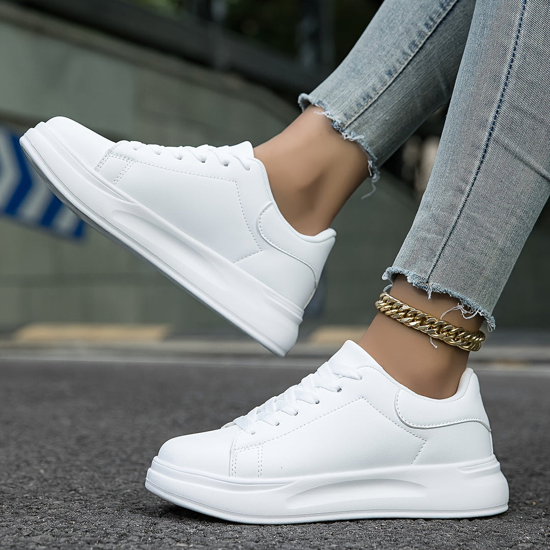 Techno - Bianche Sneaker in Pelle Donna Look Pulito