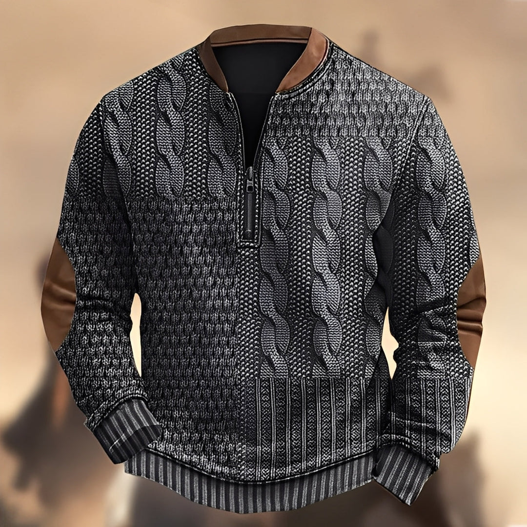 Edmund - Maglione casuale stampato con zip per uomo