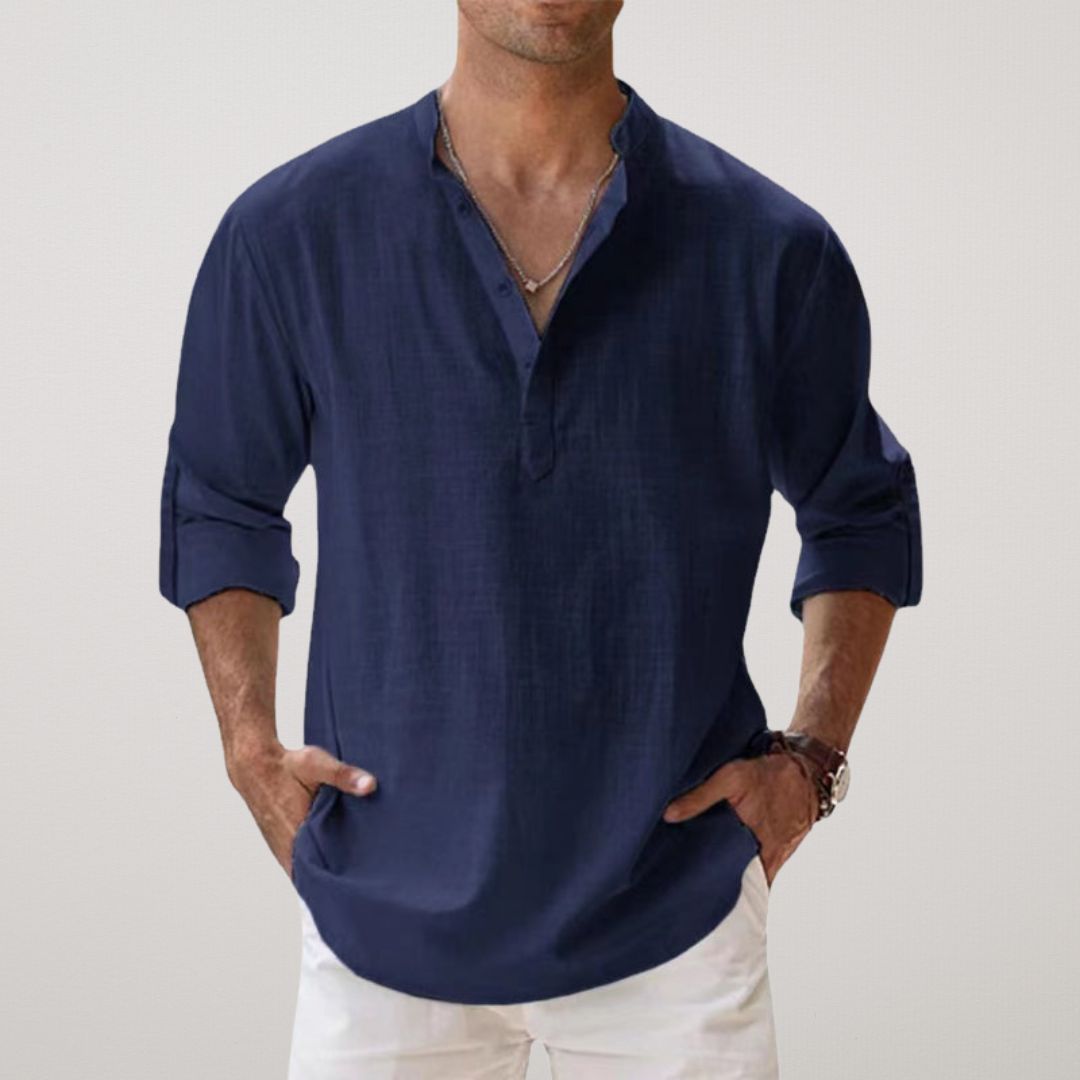 Lorel | Camisa henley de algodón con efecto lino