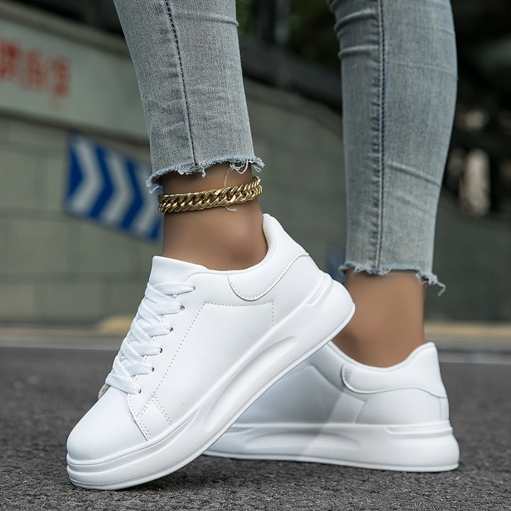 Techno - Bianche Sneaker in Pelle Donna Look Pulito
